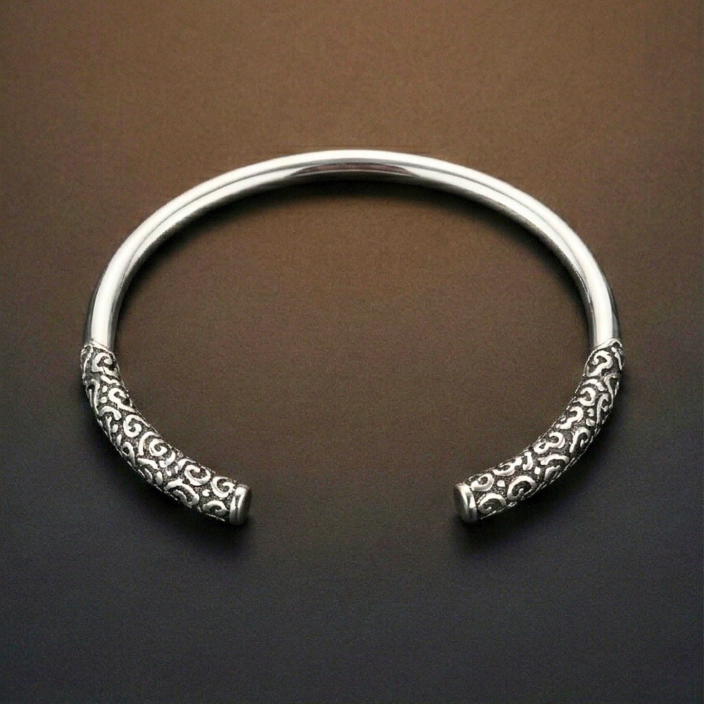 VORTEX ENGRAVED - Pure Stainless Steel Open Bangle Bracelet (Adjustable) for Men & Boys — Steel Bracelets for Men | THE MEN THING