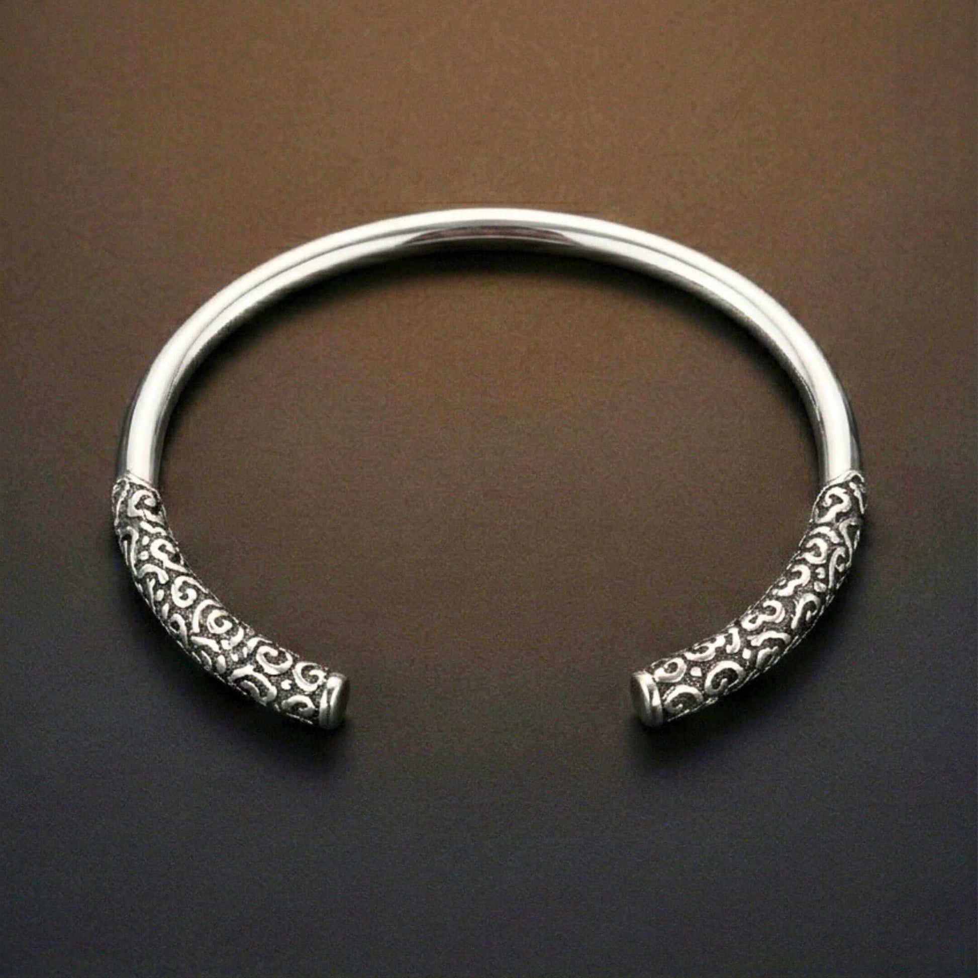 VORTEX ENGRAVED - Pure Stainless Steel Open Bangle Bracelet (Adjustable) for Men & Boys — Steel Bracelets for Men | THE MEN THING
