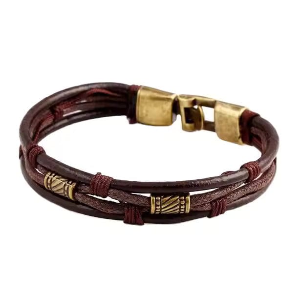 WANDERER’S CUFF - Vintage Brown Genuine Braided Leather Bracelet Set for Men & Boys (8 inch) - THE MEN THING