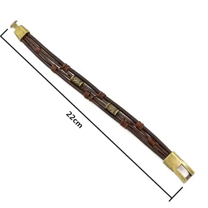 WANDERER’S CUFF - Vintage Brown Genuine Braided Leather Bracelet Set for Men & Boys (8 inch) - THE MEN THING
