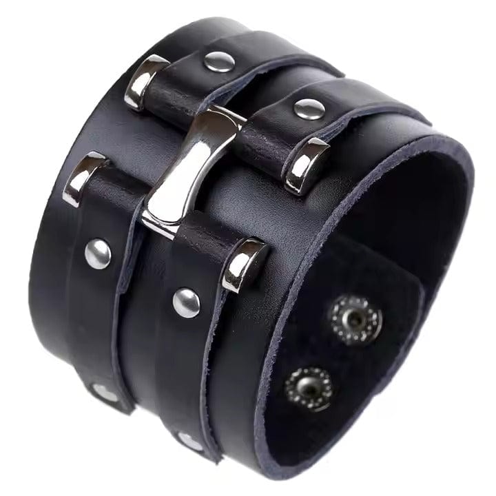 WARFORGE BLACK BAND - Genuine Braided Leather Bracelet Set for Men & Boys (8 inch) - THE MEN THING