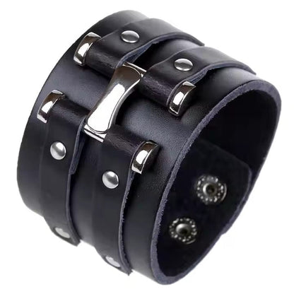 WARFORGE BLACK BAND - Genuine Braided Leather Bracelet Set for Men & Boys (8 inch) - THE MEN THING