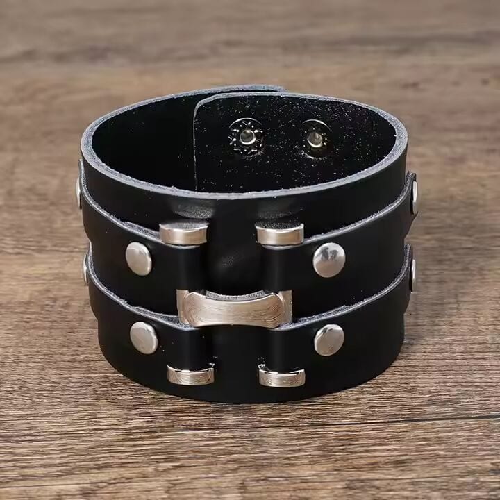 WARFORGE BLACK BAND - Genuine Braided Leather Bracelet Set for Men & Boys (8 inch) - THE MEN THING