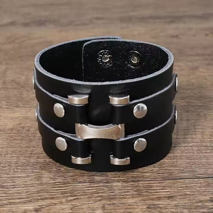 WARFORGE BLACK BAND - Genuine Braided Leather Bracelet Set for Men & Boys (8 inch) - THE MEN THING