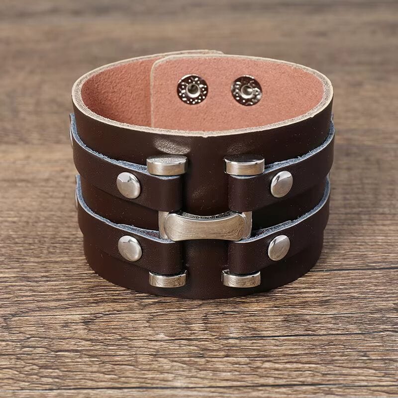 WARFORGE BROWN BAND - Genuine Braided Leather Bracelet Set for Men & Boys (8 inch) - THE MEN THING