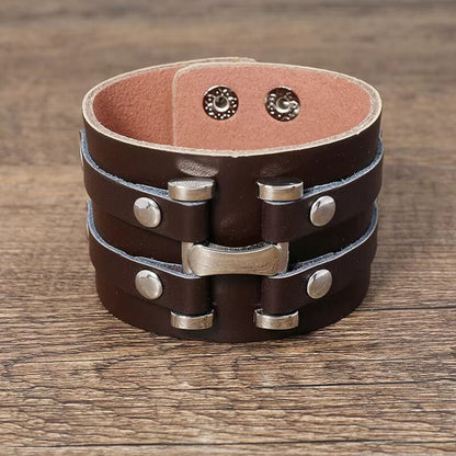 WARFORGE BROWN BAND - Genuine Braided Leather Bracelet Set for Men & Boys (8 inch) - THE MEN THING