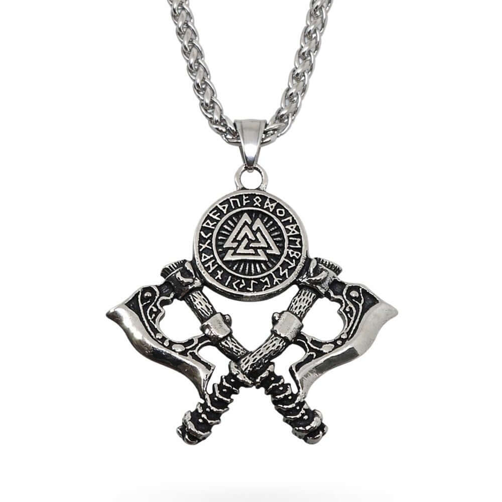 WARRIOR CROSSED AXE - 17mm Pure Titanium Steel Pendant with 28inch Twisted 4mm Chain for Men & Boys — SS Pendant/ Necklace for Men | THE MEN THING