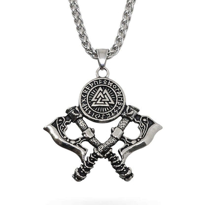 WARRIOR CROSSED AXE - 17mm Pure Titanium Steel Pendant with 28inch Twisted 4mm Chain for Men & Boys — SS Pendant/ Necklace for Men | THE MEN THING