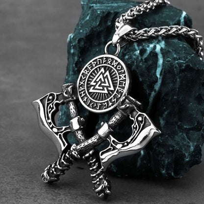 WARRIOR CROSSED AXE - 17mm Pure Titanium Steel Pendant with 28inch Twisted 4mm Chain for Men & Boys — SS Pendant/ Necklace for Men | THE MEN THING