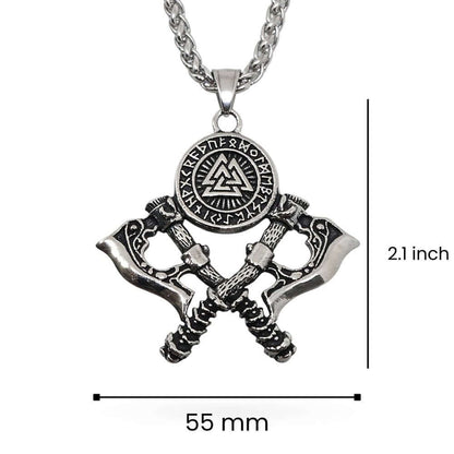 WARRIOR CROSSED AXE - 17mm Pure Titanium Steel Pendant with 28inch Twisted 4mm Chain for Men & Boys — SS Pendant/ Necklace for Men | THE MEN THING