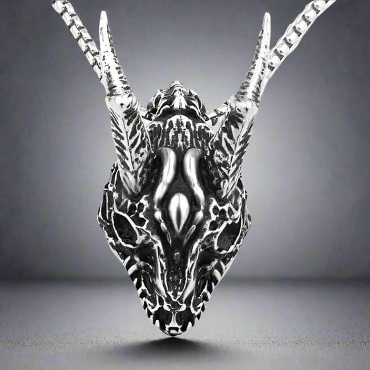 WARRIOR HORN - Alloy Pendant with Pure Stainless Steel 24inch Round Box Chain, American trending Style for Men & Boy - THE MEN THING