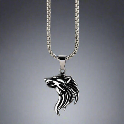 WATCHING WOLF (T) - Pure Titanium Steel Pendant with Stainless Steel 24inch Round Box Chain, European trending Style for Men & Boy - THE MEN THING