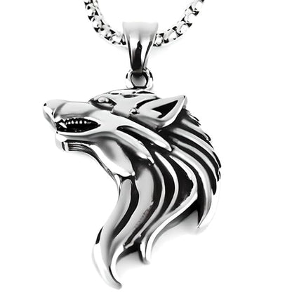 WATCHING WOLF (T) - Pure Titanium Steel Pendant with Stainless Steel 24inch Round Box Chain, European trending Style for Men & Boy - THE MEN THING