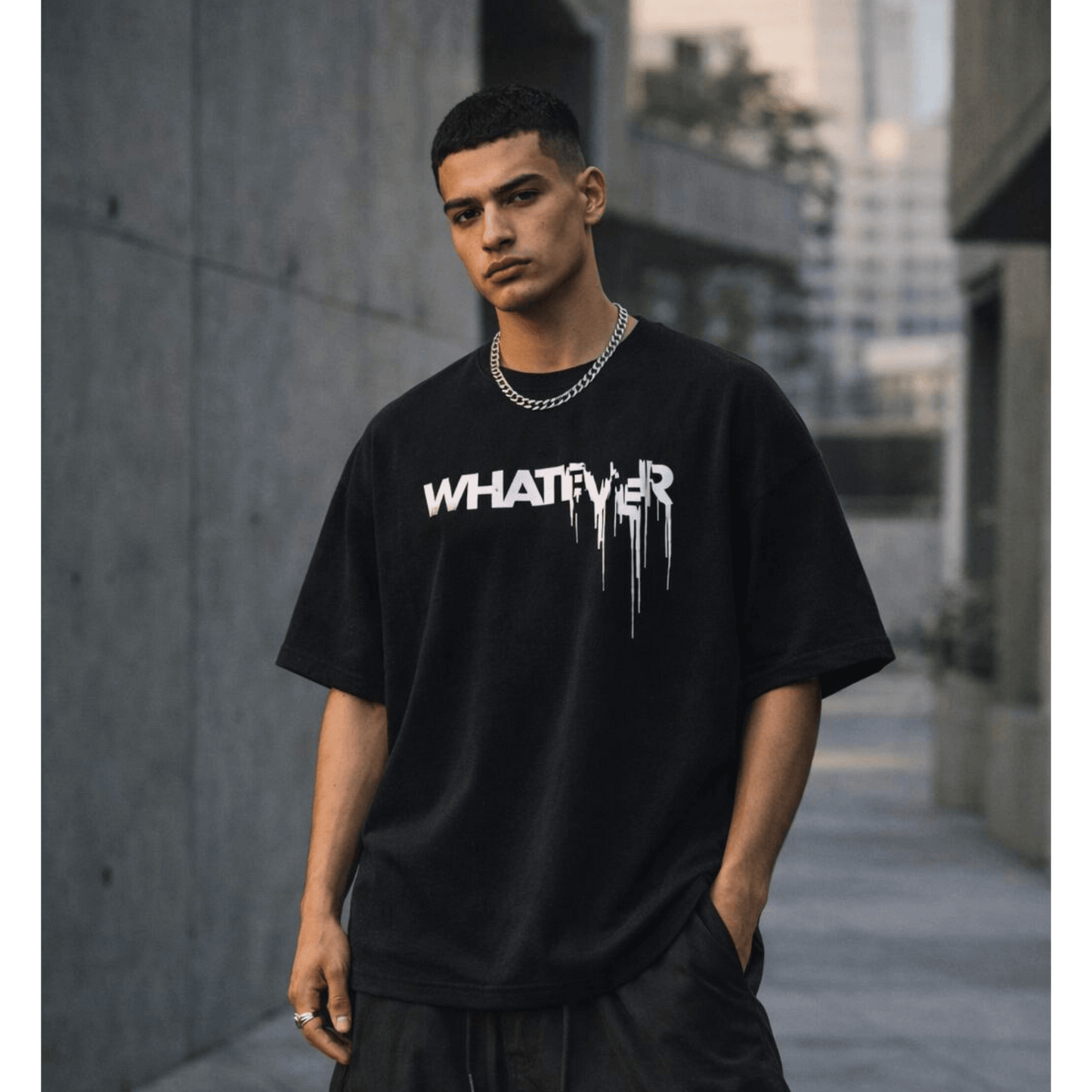 WHATEVER Oversized T-Shirt - Black - THE MEN THING