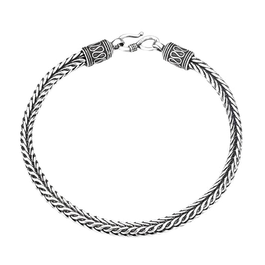 WHEAT LINK - 5mm Titanium Steel Bracelet with S-Hook for Men & Boy 9 inch - THE MEN THING