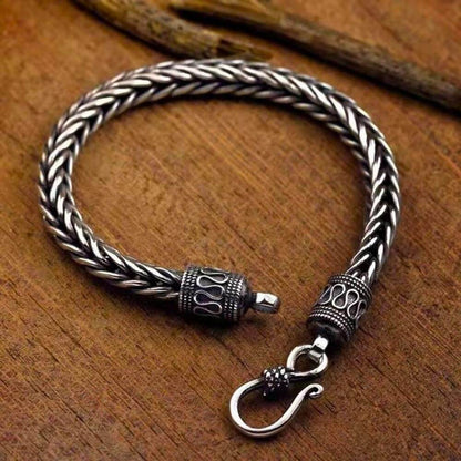 WHEAT LINK - 5mm Titanium Steel Bracelet with S-Hook for Men & Boy 9 inch — Steel Bracelets for Men | THE MEN THING