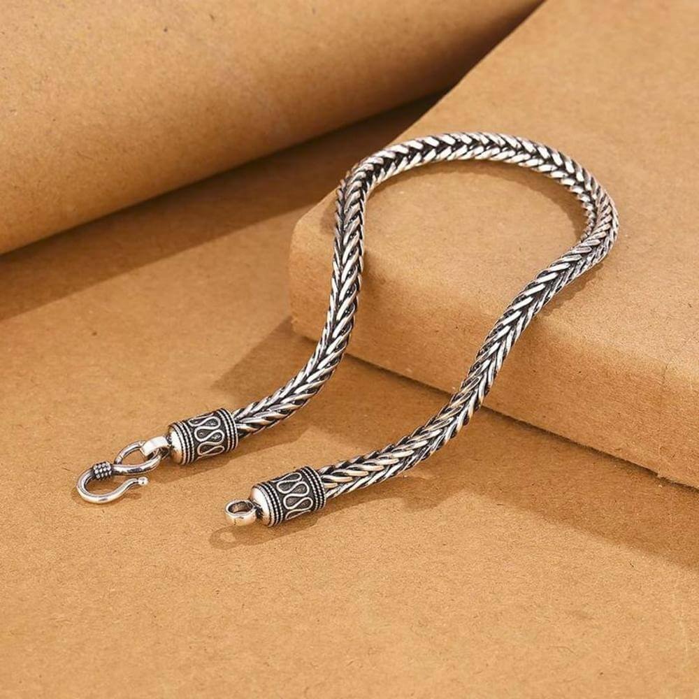WHEAT LINK - 5mm Titanium Steel Bracelet with S-Hook for Men & Boy 9 inch — Steel Bracelets for Men | THE MEN THING