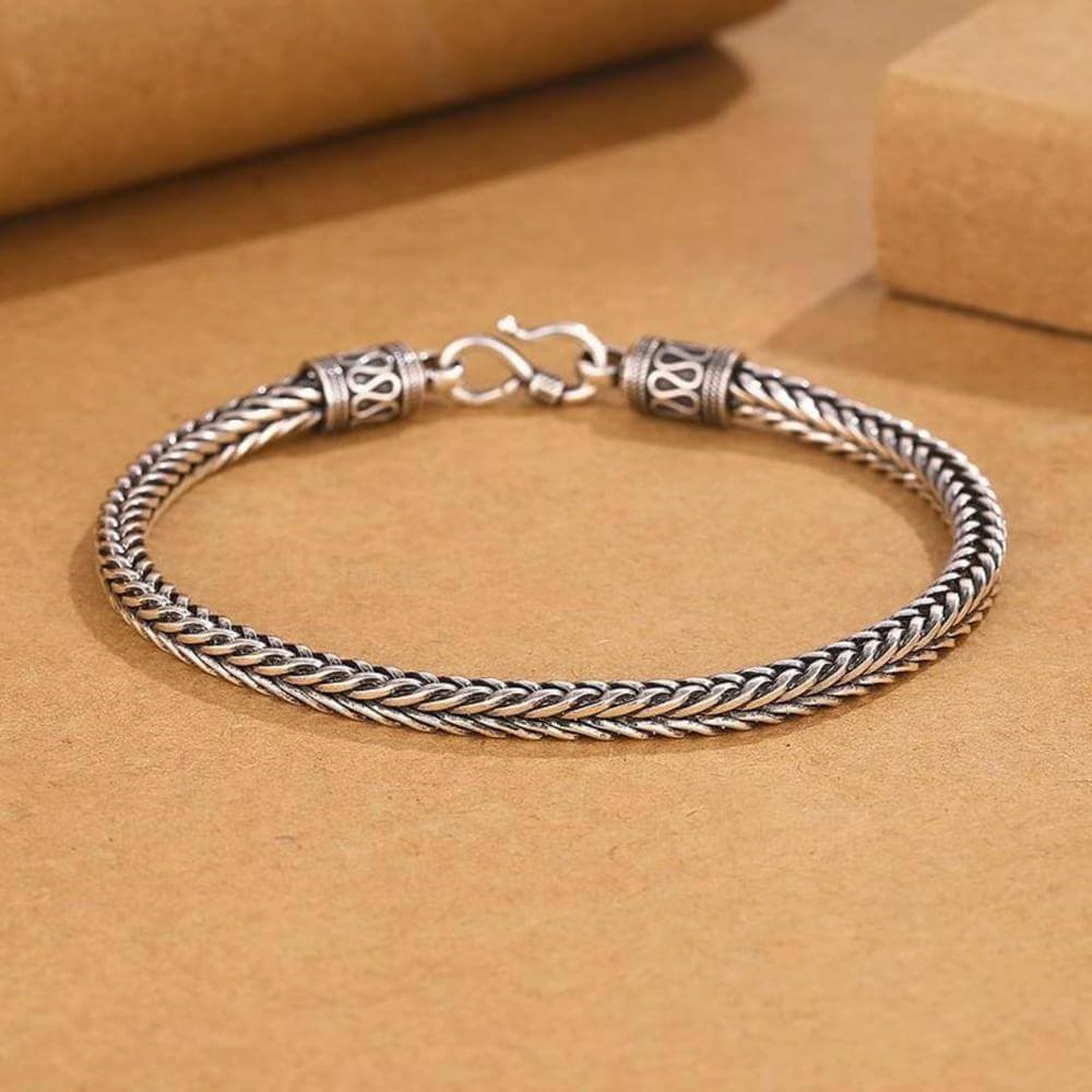 WHEAT LINK - 5mm Titanium Steel Bracelet with S-Hook for Men & Boy 9 inch — Steel Bracelets for Men | THE MEN THING