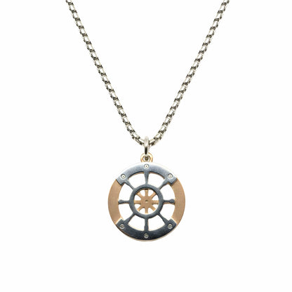 WHEEL OF VALOR - 20mm Titanium Steel Pendant with 20inch Round Box 3mm Chain for Men & Boys — SS Pendant/ Necklace for Men | THE MEN THING