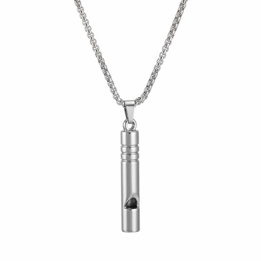 WHISTLE - 8mm Titanium Steel Pendant with 27inch Round Box 4mm Chain for Men & Boys - THE MEN THING
