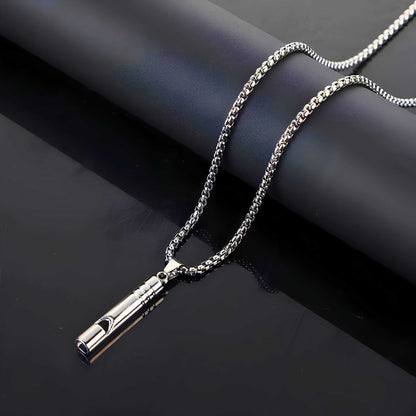 WHISTLE - 8mm Titanium Steel Pendant with 27inch Round Box 4mm Chain for Men & Boys — SS Pendant/ Necklace for Men | THE MEN THING