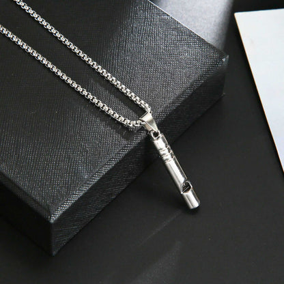 WHISTLE - 8mm Titanium Steel Pendant with 27inch Round Box 4mm Chain for Men & Boys — SS Pendant/ Necklace for Men | THE MEN THING