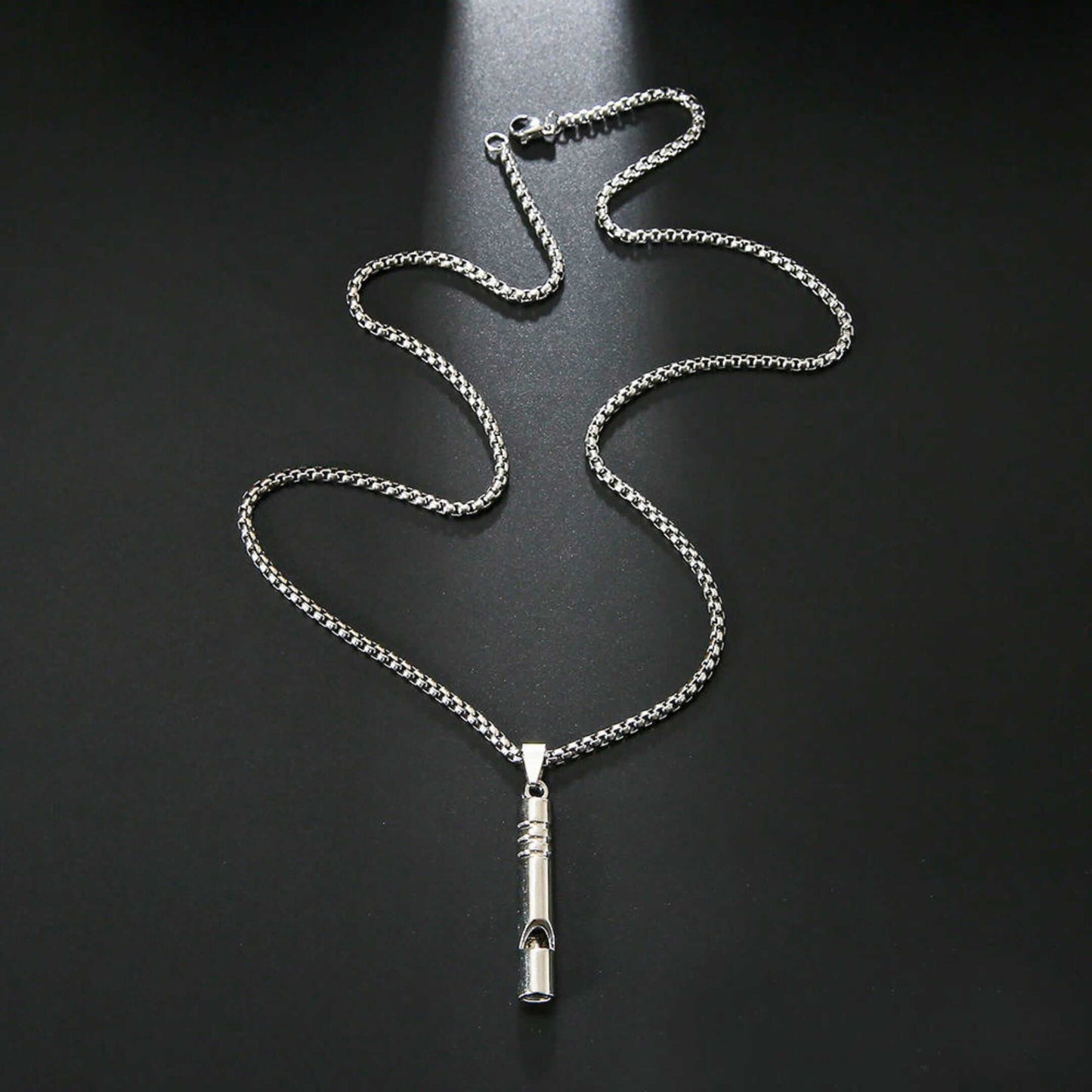 WHISTLE - 8mm Titanium Steel Pendant with 27inch Round Box 4mm Chain for Men & Boys — SS Pendant/ Necklace for Men | THE MEN THING