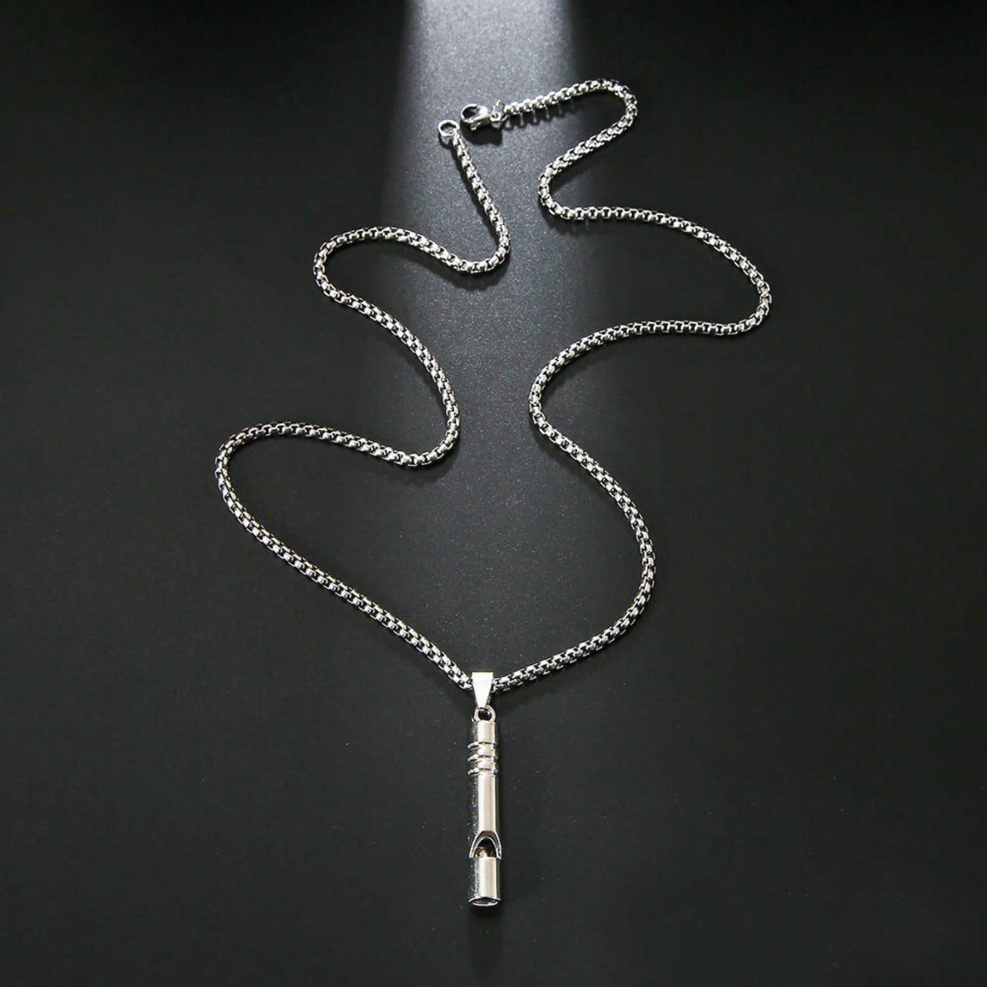 WHISTLE - 8mm Titanium Steel Pendant with 27inch Round Box 4mm Chain for Men & Boys — SS Pendant/ Necklace for Men | THE MEN THING