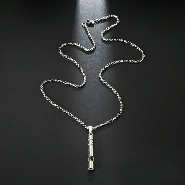 WHISTLE - 8mm Titanium Steel Pendant with 27inch Round Box 4mm Chain for Men & Boys