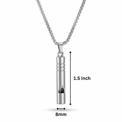 WHISTLE - 8mm Titanium Steel Pendant with 27inch Round Box 4mm Chain for Men & Boys — SS Pendant/ Necklace for Men | THE MEN THING