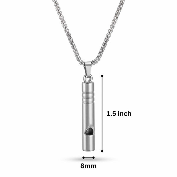 WHISTLE - 8mm Titanium Steel Pendant with 27inch Round Box 4mm Chain for Men & Boys