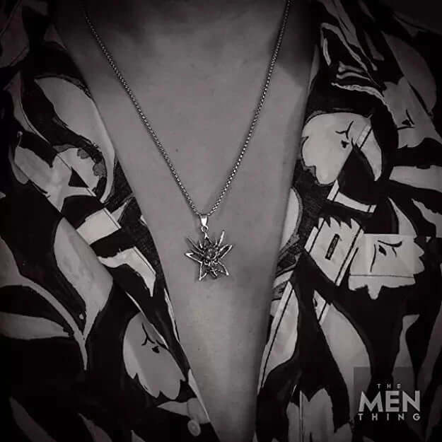 WILD HUNT - Alloy Pendant with Stainless Steel  24inch Round Box Chain with Red Stone, European trending Style for Men & Boys - THE MEN THING