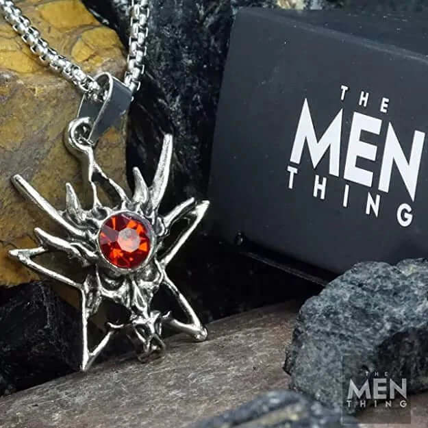 WILD HUNT - Alloy Pendant with Stainless Steel  24inch Round Box Chain with Red Stone, European trending Style for Men & Boys - THE MEN THING