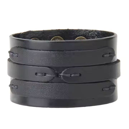 WILDFIRE WRAP BLACK - Genuine Braided Leather Bracelet Set for Men & Boys (8 inch) - THE MEN THING