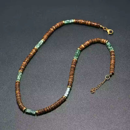 WILDWOOD TRIBAL - Jade Green 6 mm Beaded Necklace for Men and Boys (21 inches with adjustable golden cable chain) - THE MEN THING
