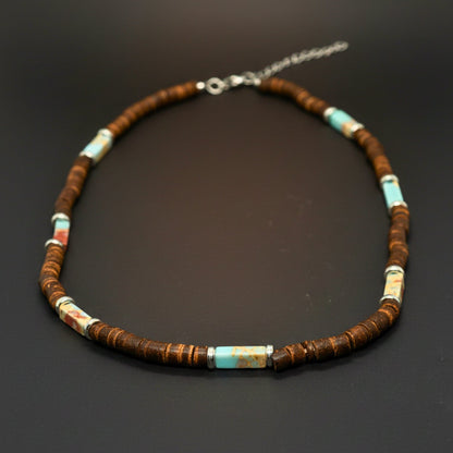 WILDWOOD TRIBAL - Multicolor 6 mm Beaded Necklace for Men and Boys (21 inches with adjustable silver cable chain) - THE MEN THING