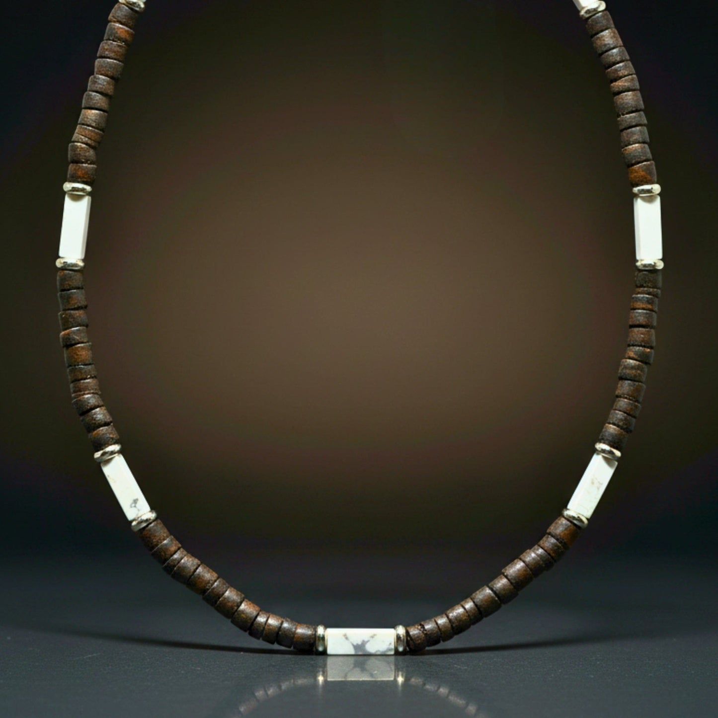 WILDWOOD TRIBAL - White 6 mm Beaded Necklace for Men and Boys (21 inches with adjustable silver cable chain) - THE MEN THING