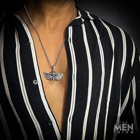WING CONTROL - Pure Titanium Steel Pendant with 24inch Round Box Chain for Men & Boys - THE MEN THING