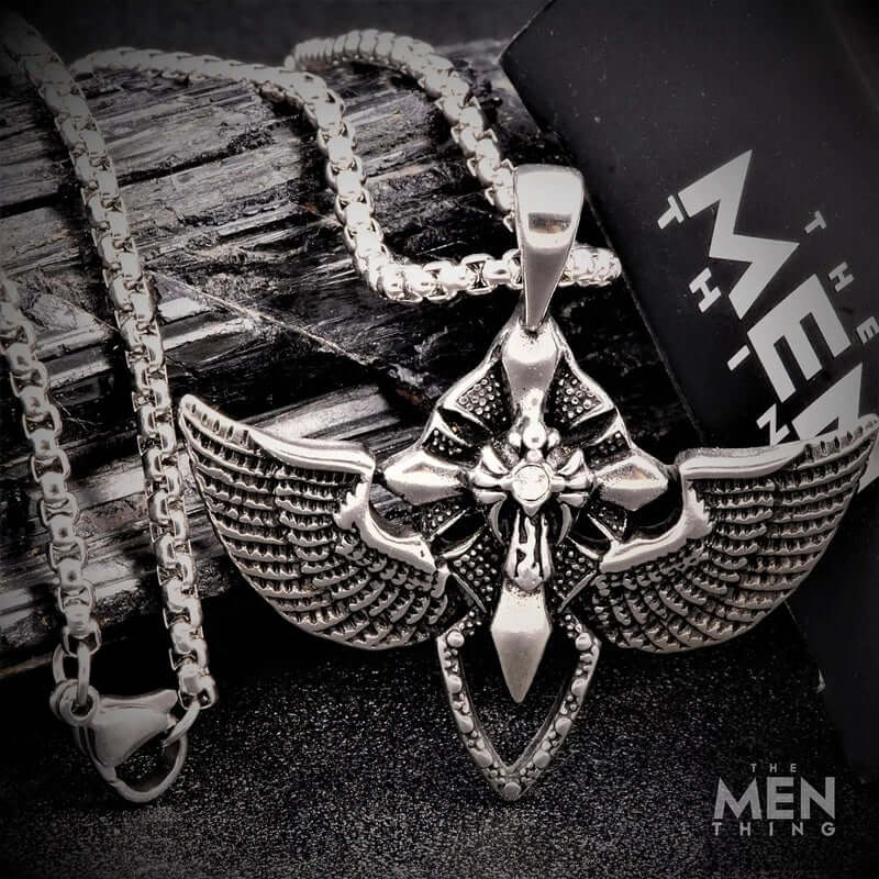 WING CONTROL - Pure Titanium Steel Pendant with 24inch Round Box Chain for Men & Boys - THE MEN THING