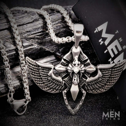 WING CONTROL - Pure Titanium Steel Pendant with 24inch Round Box Chain for Men & Boys - THE MEN THING
