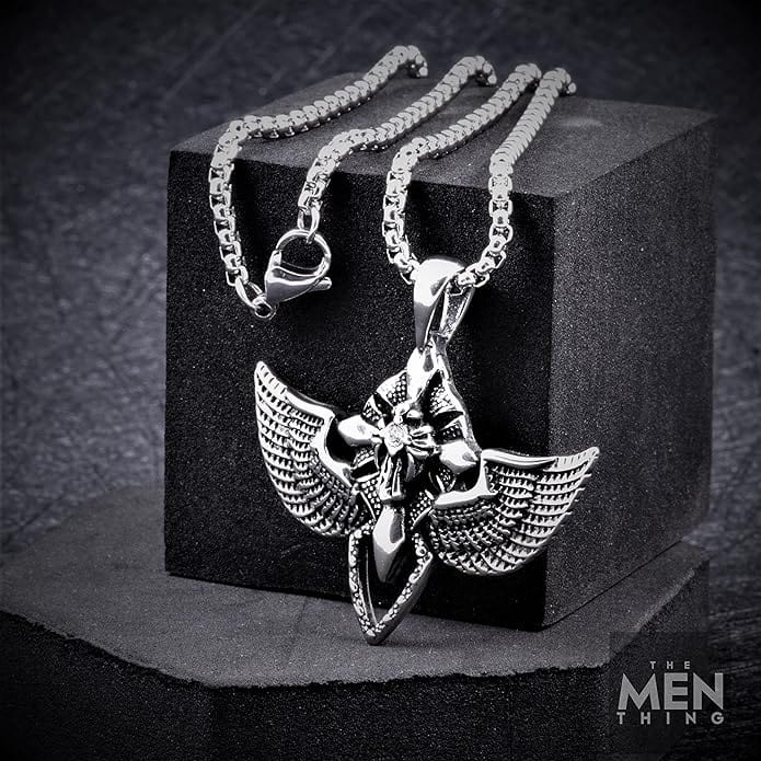 WING CONTROL - Pure Titanium Steel Pendant with 24inch Round Box Chain for Men & Boys - THE MEN THING
