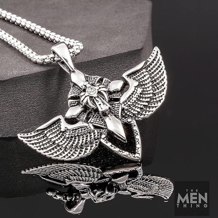 WING CONTROL - Pure Titanium Steel Pendant with 24inch Round Box Chain for Men & Boys - THE MEN THING