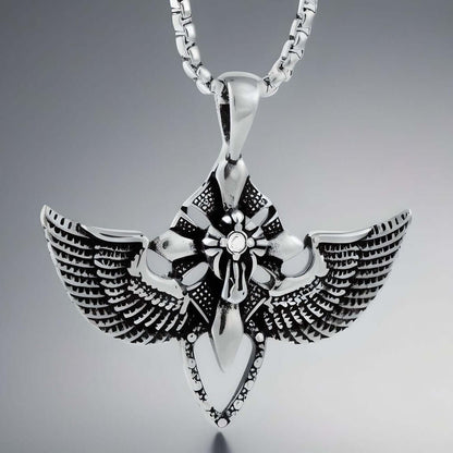 WING CONTROL - Pure Titanium Steel Pendant with 24inch Round Box Chain for Men & Boys - THE MEN THING