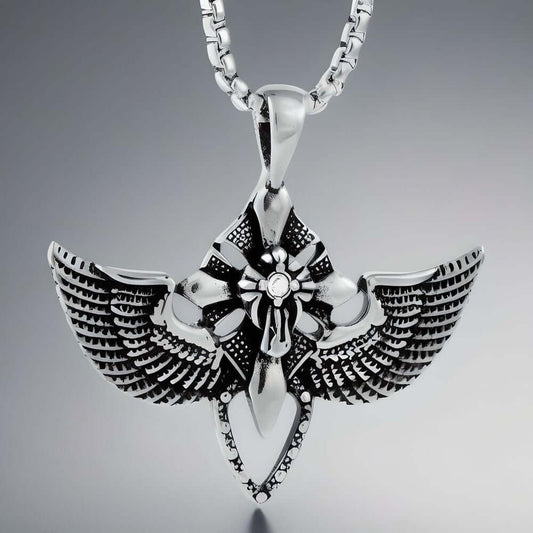 WING CONTROL - Pure Titanium Steel Pendant with 24inch Round Box Chain for Men & Boys - THE MEN THING
