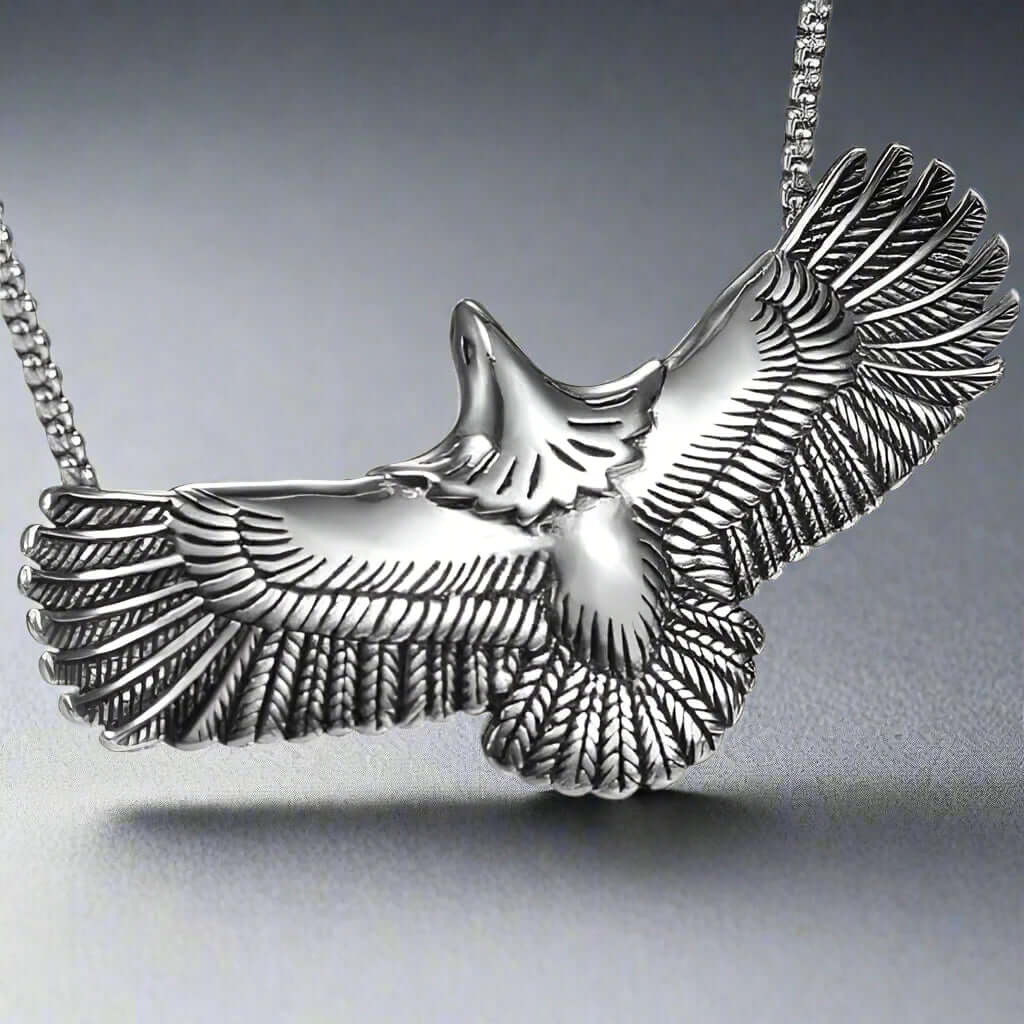 WINGSPAN -  Alloy Pendant with Pure Stainless Steel 24inch Chain for Men, European trending Style - Round Box Chain - THE MEN THING