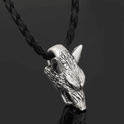WOLF HEAD SILVER - Alloy Pendant with 24inch Leather Cord Chain for Men & Boy - THE MEN THING