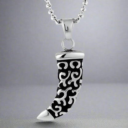 WOLF TOOTH -  Pure Titanium Steel Pendant with 24inch Round Box Chain for Men & Boys - THE MEN THING