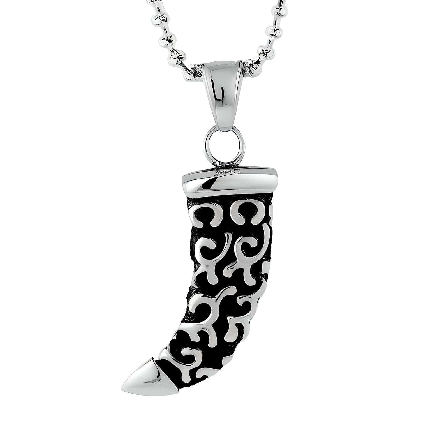 WOLF TOOTH -  Pure Titanium Steel Pendant with 24inch Round Box Chain for Men & Boys - THE MEN THING