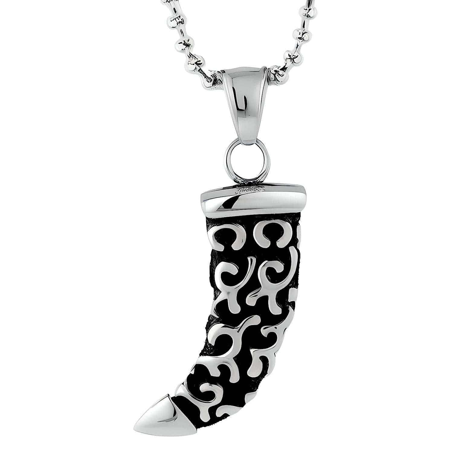 WOLF TOOTH -  Pure Titanium Steel Pendant with 24inch Round Box Chain for Men & Boys - THE MEN THING