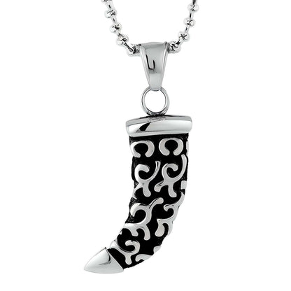 WOLF TOOTH -  Pure Titanium Steel Pendant with 24inch Round Box Chain for Men & Boys - THE MEN THING